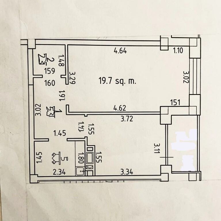 1-комнатная 43.3 м2 в ЖК undefined корпус null этаж 6