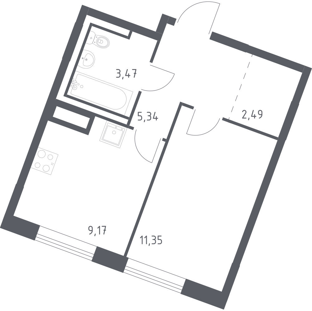 1-комнатная 31 м2 в ЖК Квартал Лаголово корпус null этаж 3