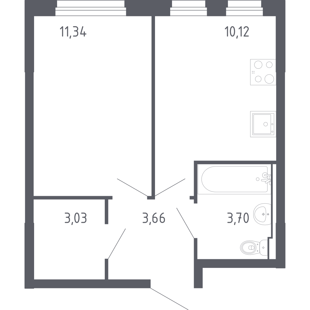 1-комнатная 30 м2 в ЖК Чаркова 72 корпус null этаж 12