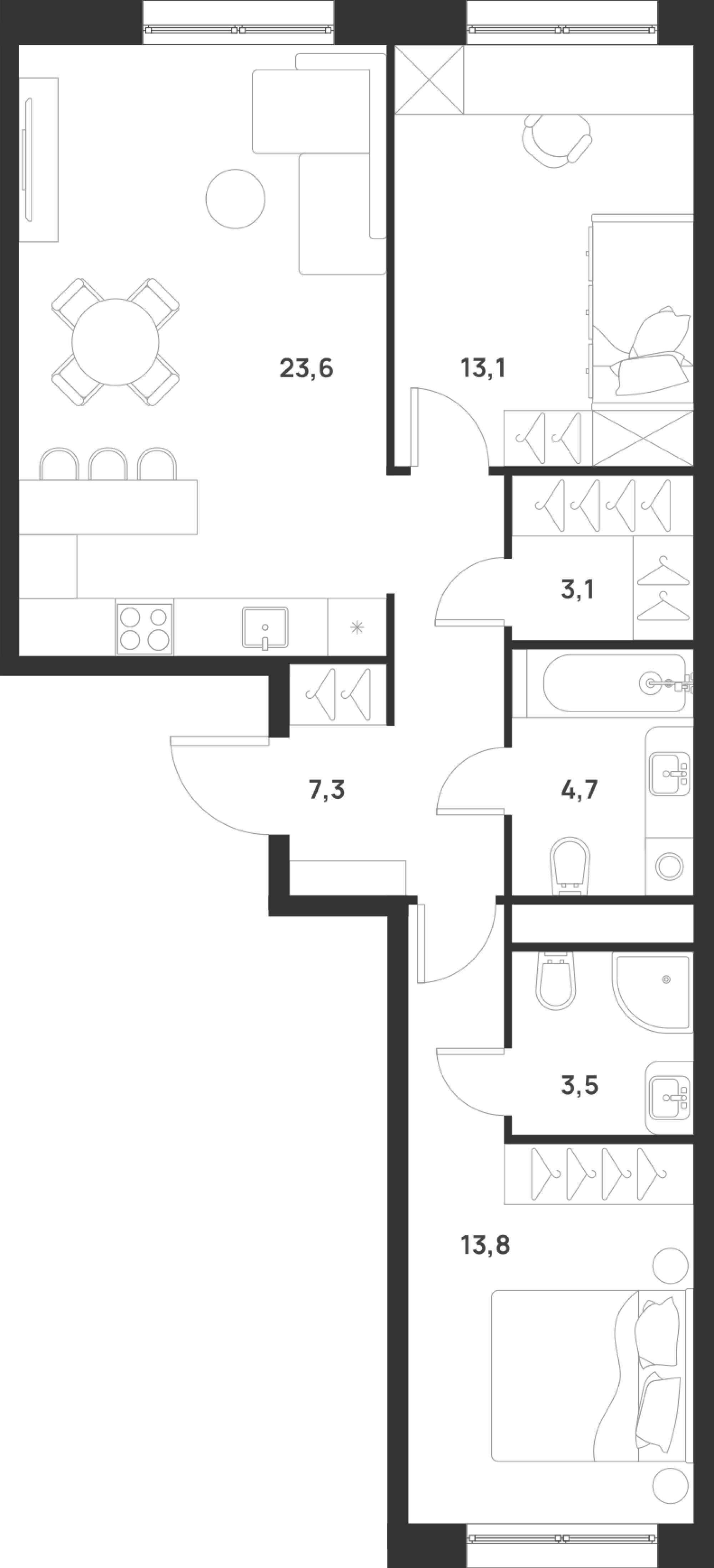 Студия 69 м2 в ЖК Форевиль корпус null этаж 10