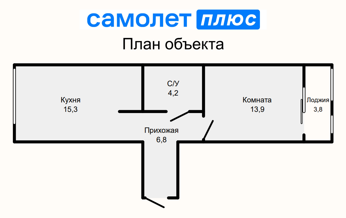 1-комнатная 40.3 м2 в ЖК undefined корпус null этаж 7