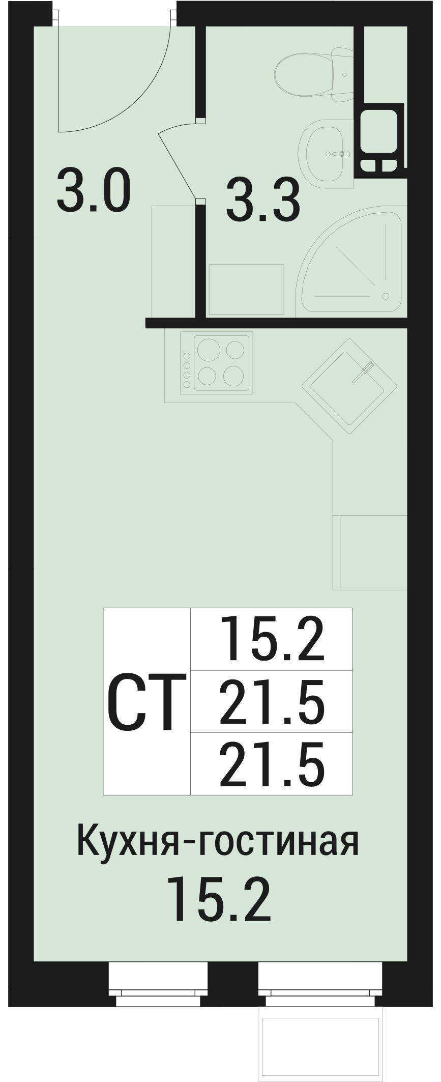 Студия 21 м2 в ЖК Дом в Малаховке корпус null этаж 3