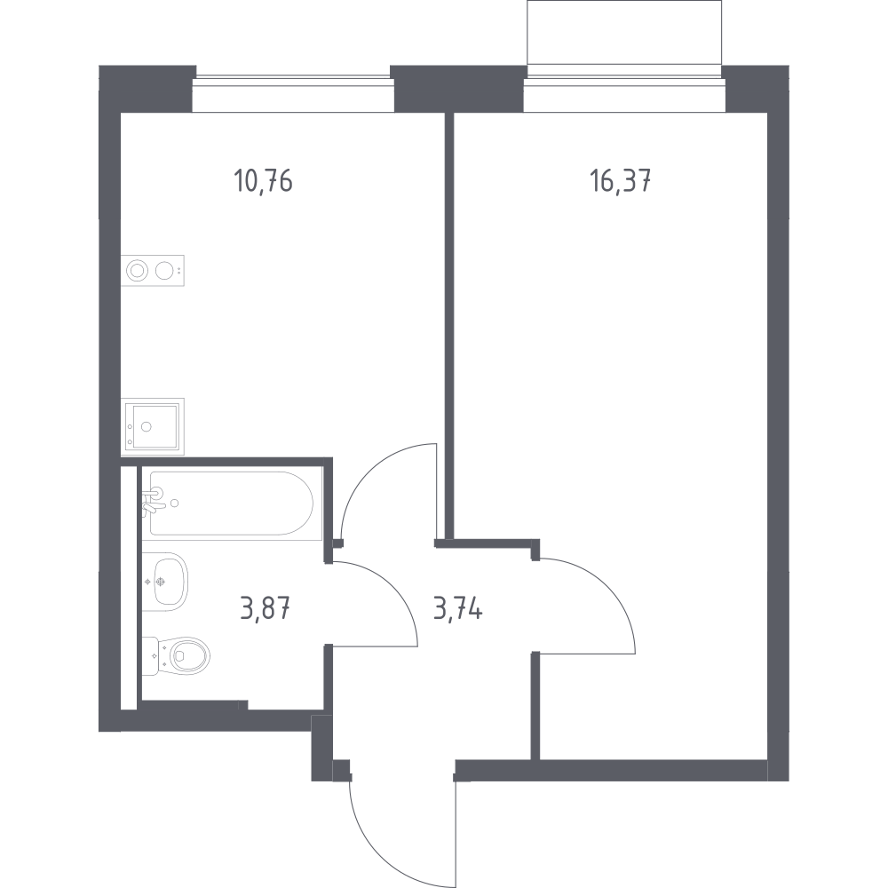 1-комнатная 33 м2 в ЖК Новое Внуково корпус null этаж 7