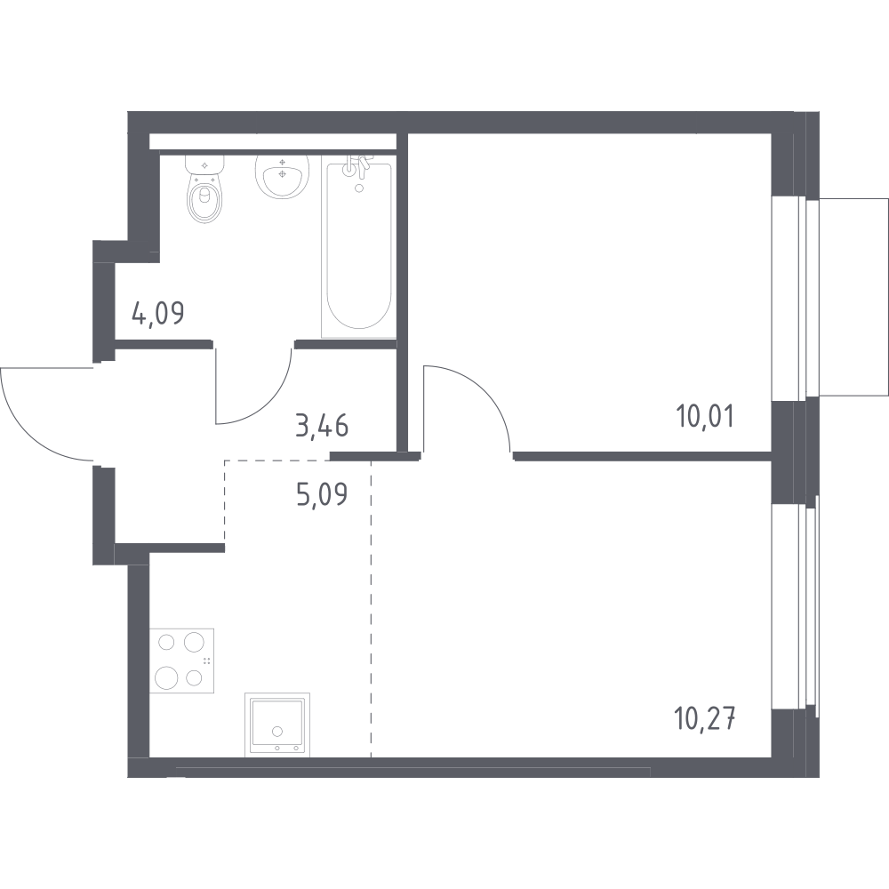 Студия 32 м2 в ЖК Квартал Западный корпус null этаж 6