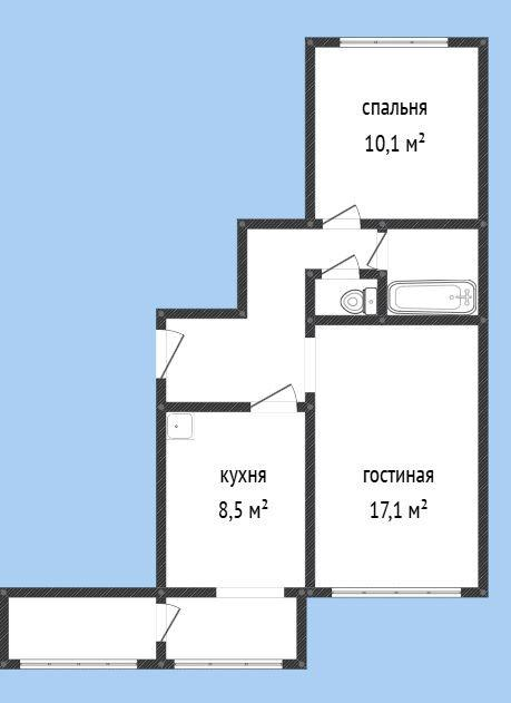 2-комнатная 48.7 м2 в ЖК undefined корпус null этаж 4