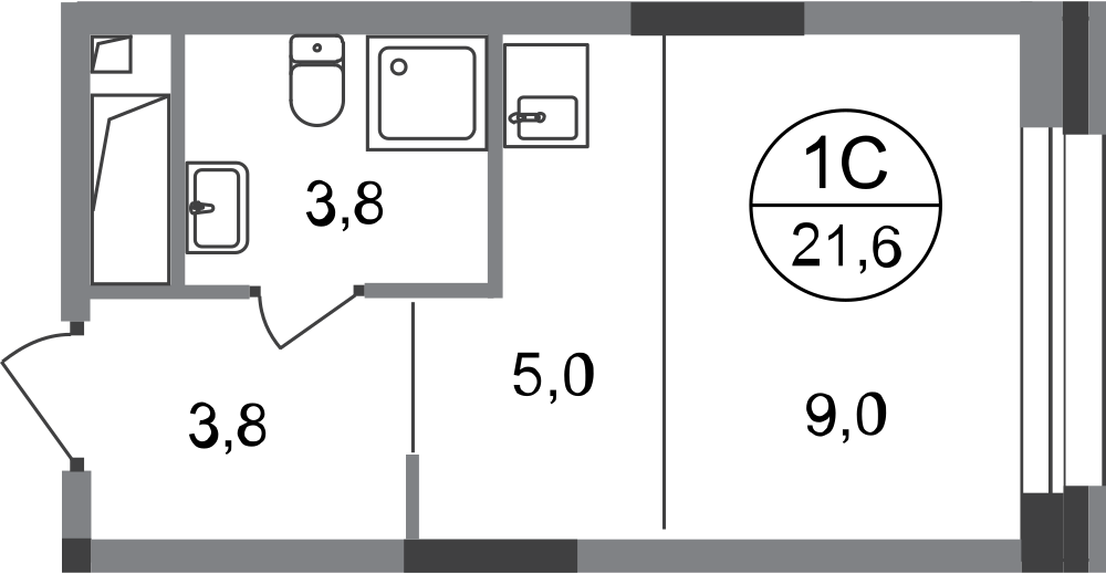 Студия 21 м2 в ЖК Первый Московский корпус null этаж 14