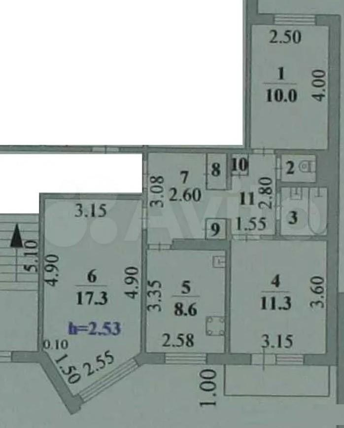 3-комнатная 63 м2 в ЖК undefined корпус null этаж 3