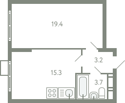 1-комнатная 41 м2 в ЖК Ново-Молоково корпус null этаж 9