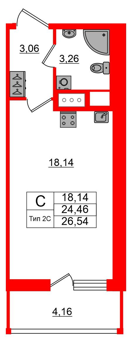Студия 24 м2 в ЖК Setl Ривьера корпус null этаж 16