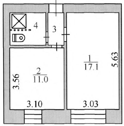 1-комнатная 33.9 м2 в ЖК undefined корпус null этаж 5