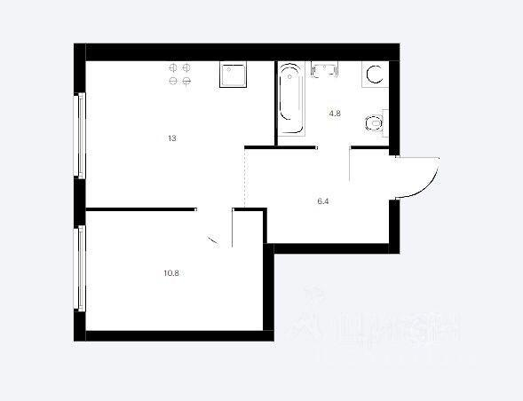 1-комнатная 34.4 м2 в ЖК undefined корпус null этаж 31