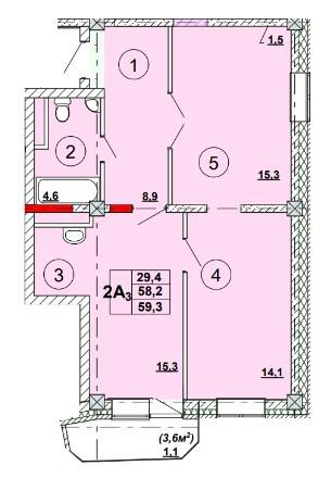 3-комнатная 57.2 м2 в ЖК undefined корпус null этаж 10