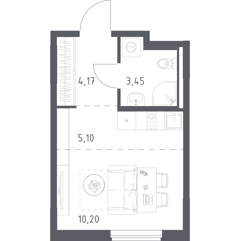 Студия 22 м2 в ЖК Мытищи Парк корпус null этаж 3