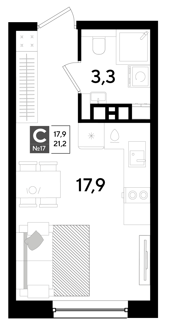 Студия 21 м2 в ЖК Dogma Park корпус null этаж 4