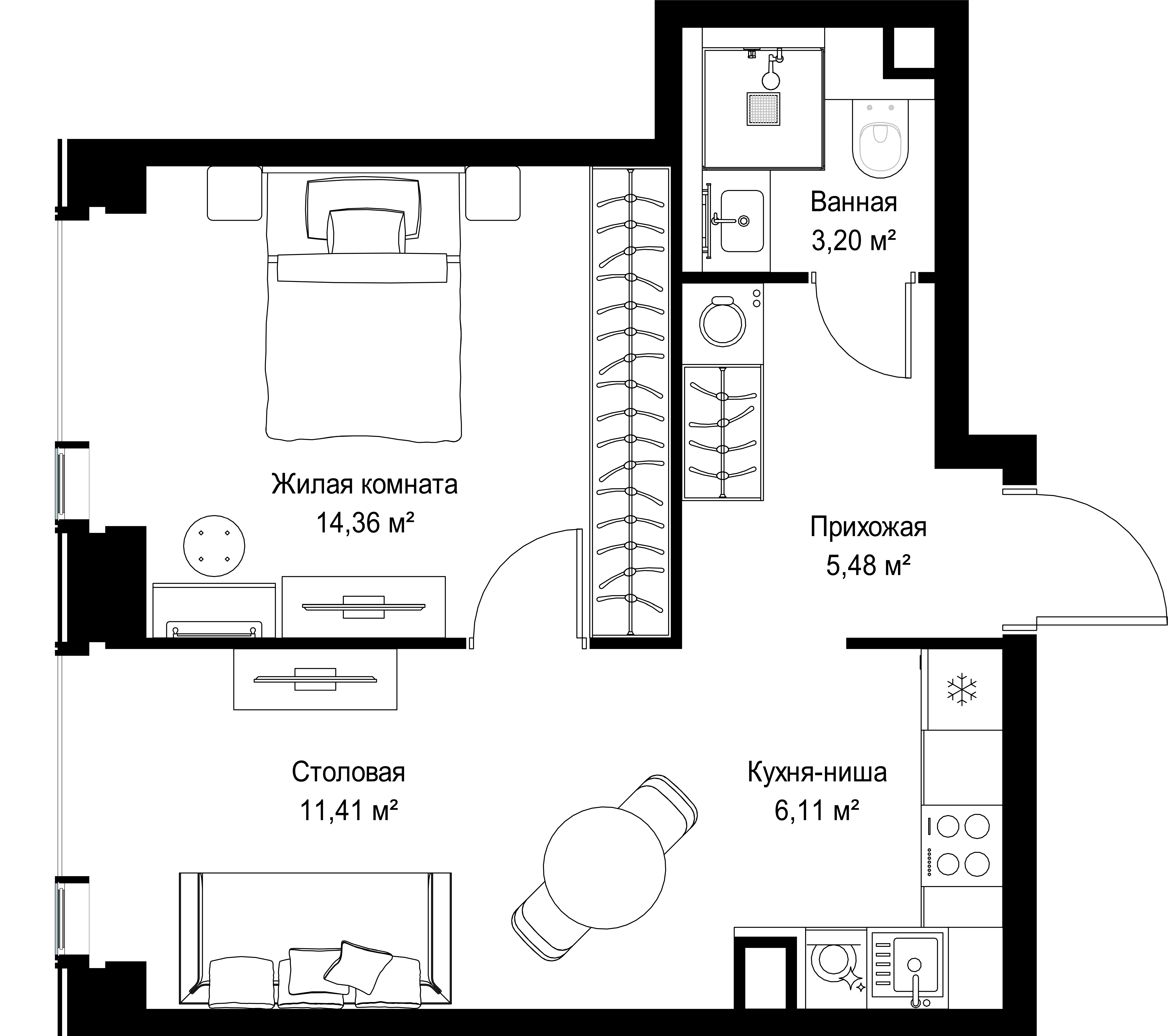 1-комнатная 40 м2 в ЖК СИТИДЗЕН корпус null этаж 35