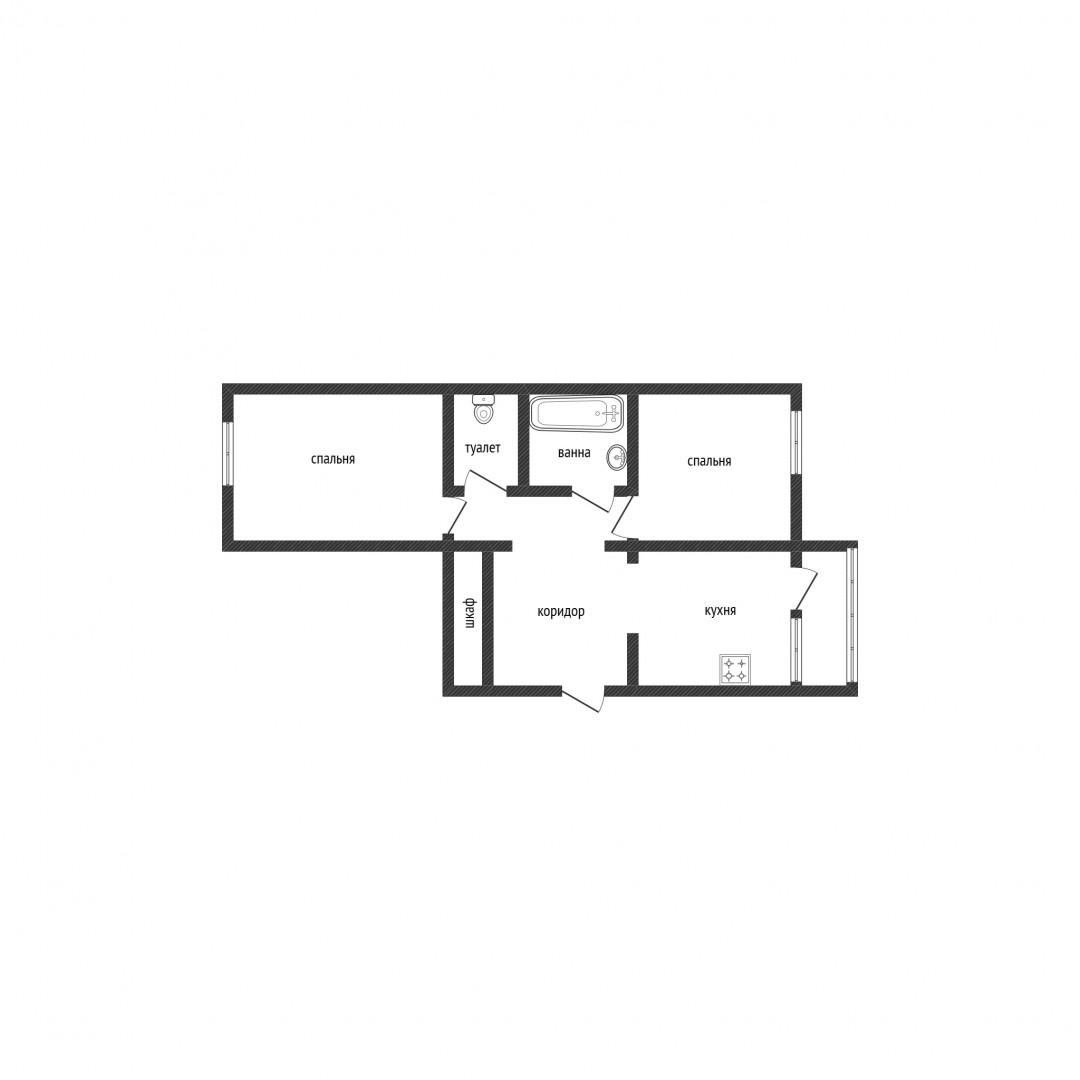 2-комнатная 58.2 м2 в ЖК undefined корпус null этаж 3