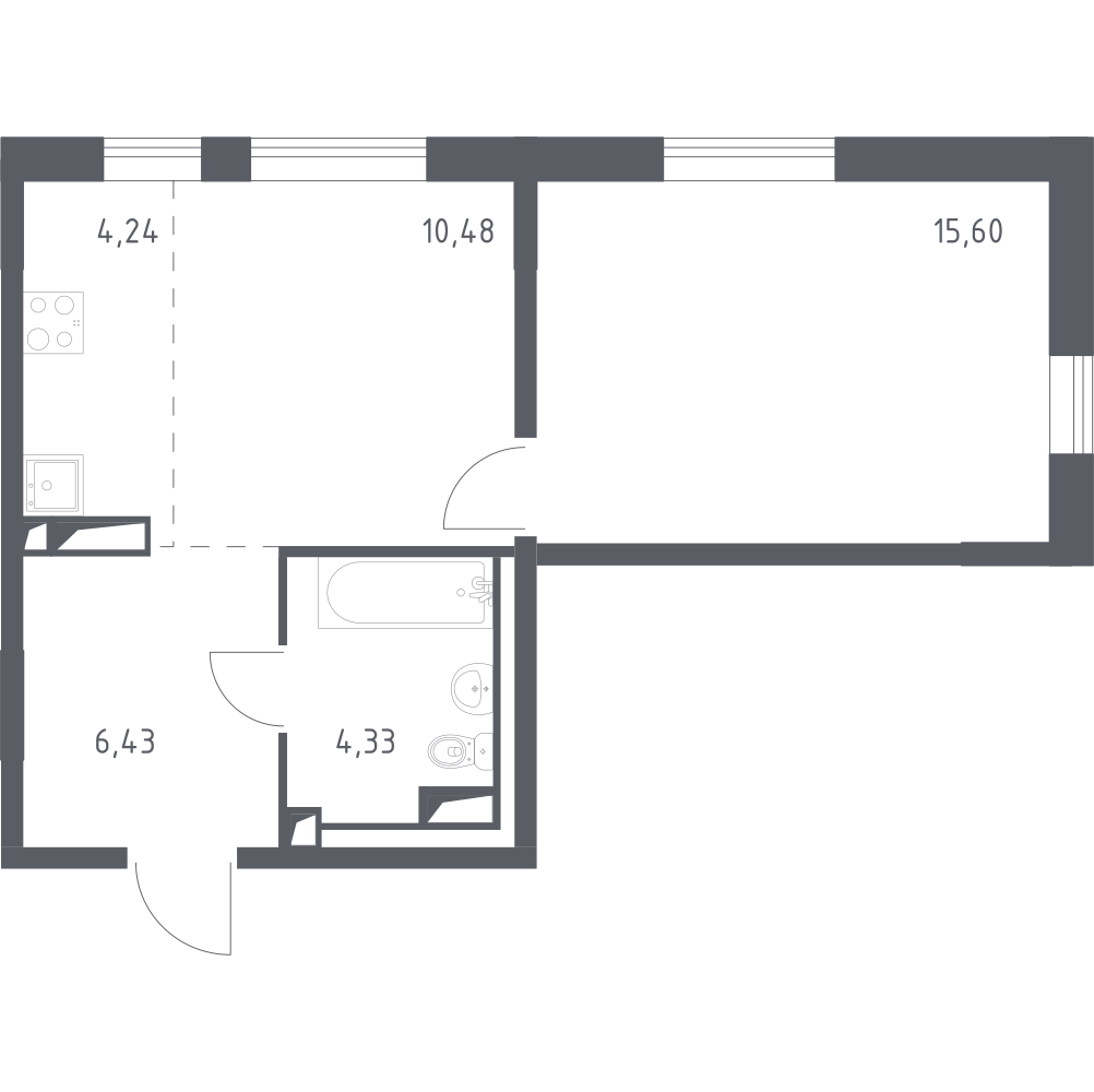 Студия 40 м2 в ЖК Квартал Лаголово корпус null этаж 5