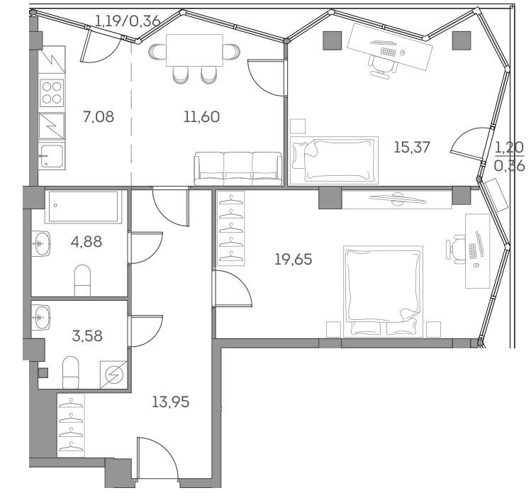 Студия 76 м2 в ЖК Аквилон Бисайд 2.0 корпус null этаж 4