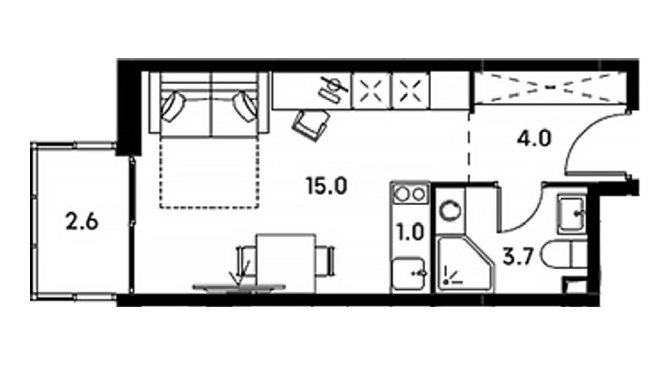 Студия 23.6 м2 в ЖК undefined корпус null этаж 8