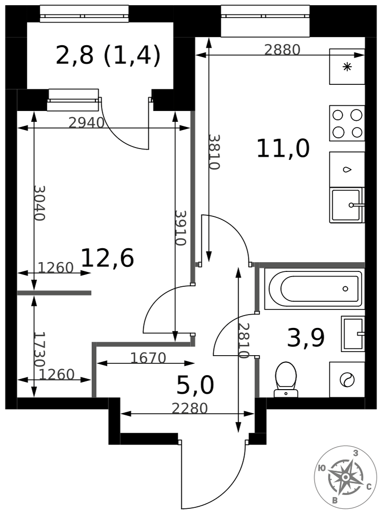 1-комнатная 33 м2 в ЖК 1-й Измайловский корпус null этаж 22