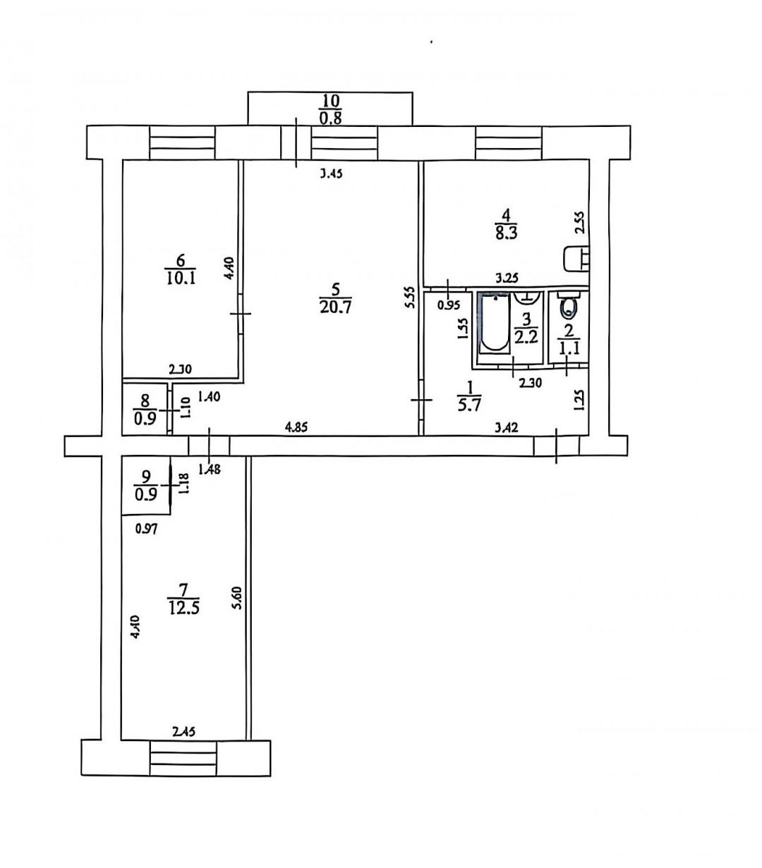 3-комнатная 62.4 м2 в ЖК undefined корпус null этаж 3
