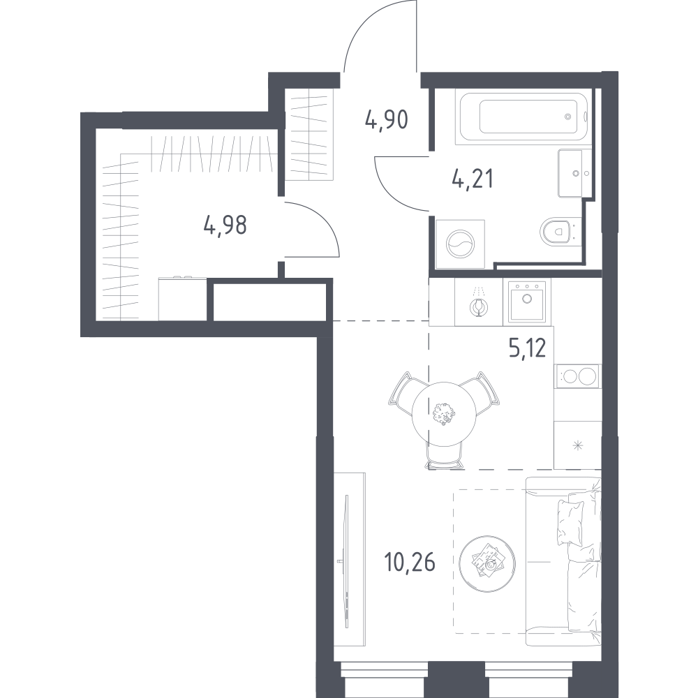 1-комнатная 29 м2 в ЖК Квартал на воде корпус null этаж 13