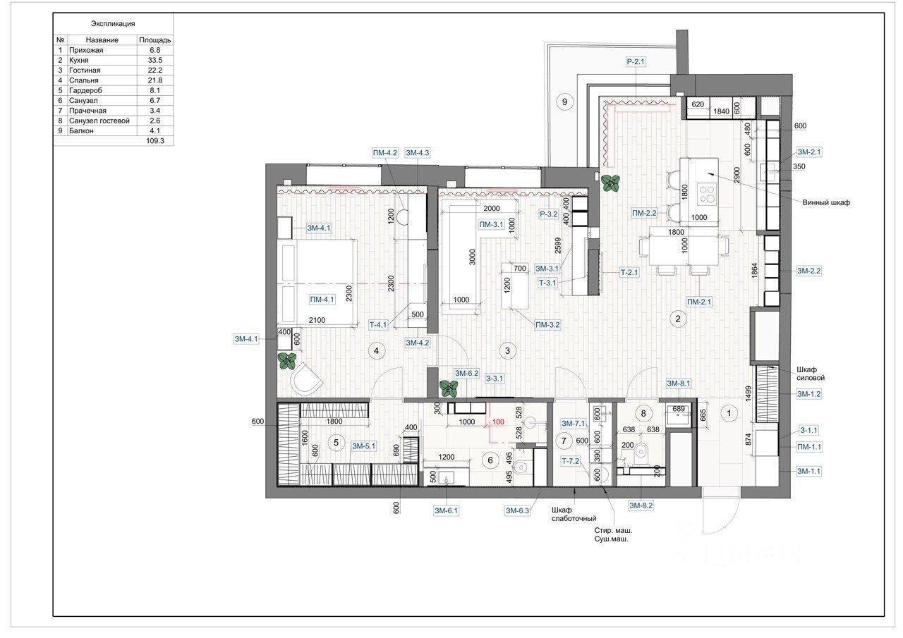 2-комнатная 109.3 м2 в ЖК undefined корпус null этаж 35