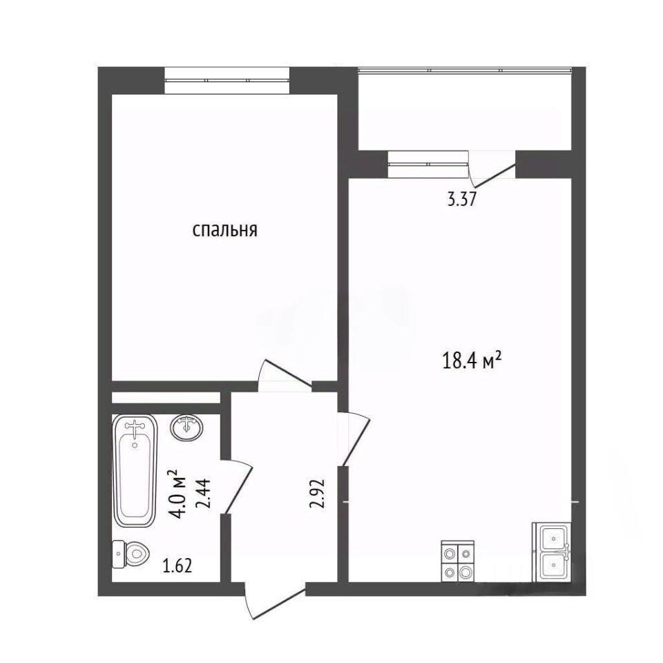 2-комнатная 40 м2 в ЖК undefined корпус null этаж 2