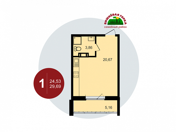 Студия 29.7 м2 в ЖК undefined корпус null этаж 5