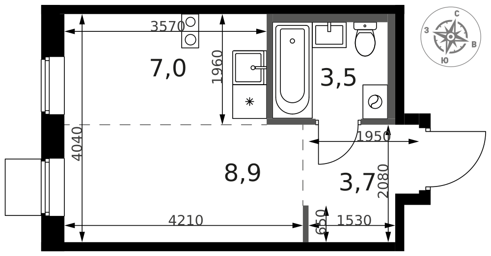 Студия 23 м2 в ЖК 1-й Ясеневский корпус null этаж 6