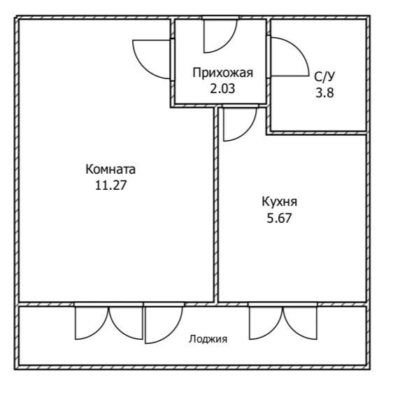 1-комнатная 21 м2 в ЖК undefined корпус null этаж 6