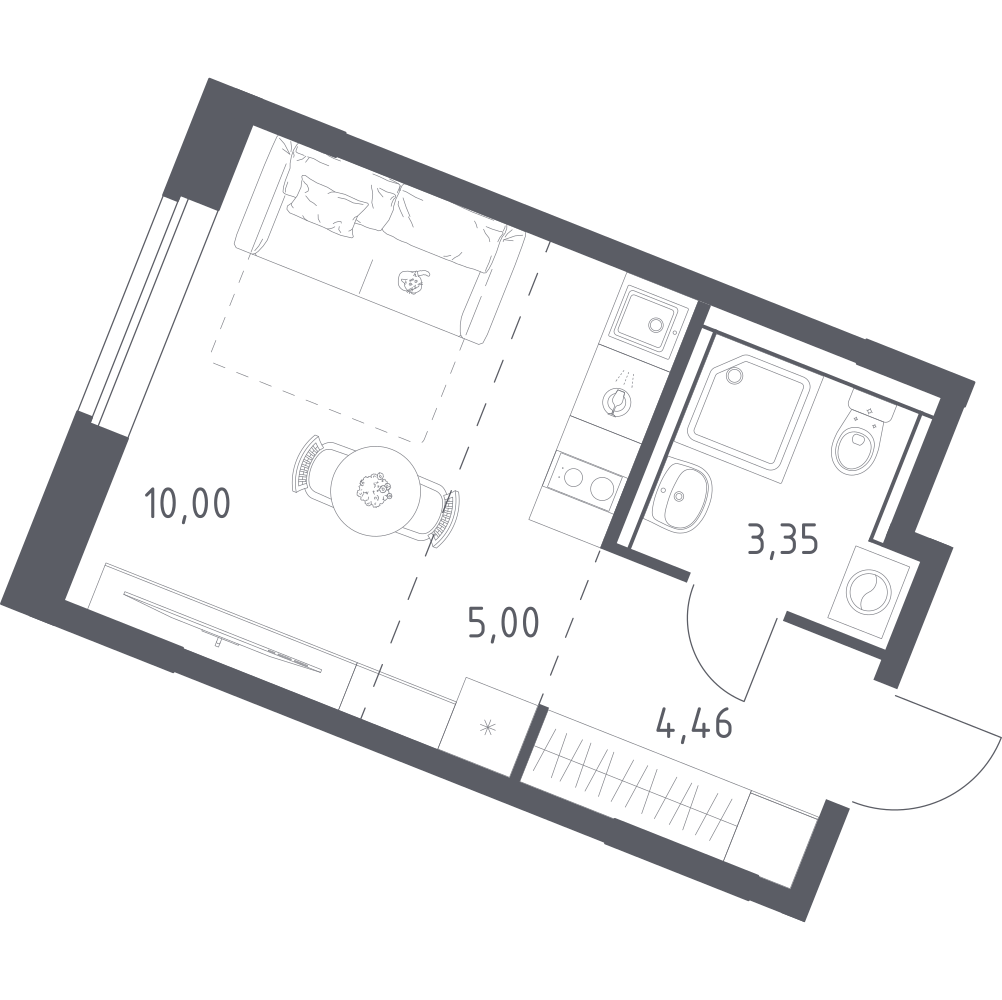 Студия 22 м2 в ЖК Квартал Западный корпус null этаж 7
