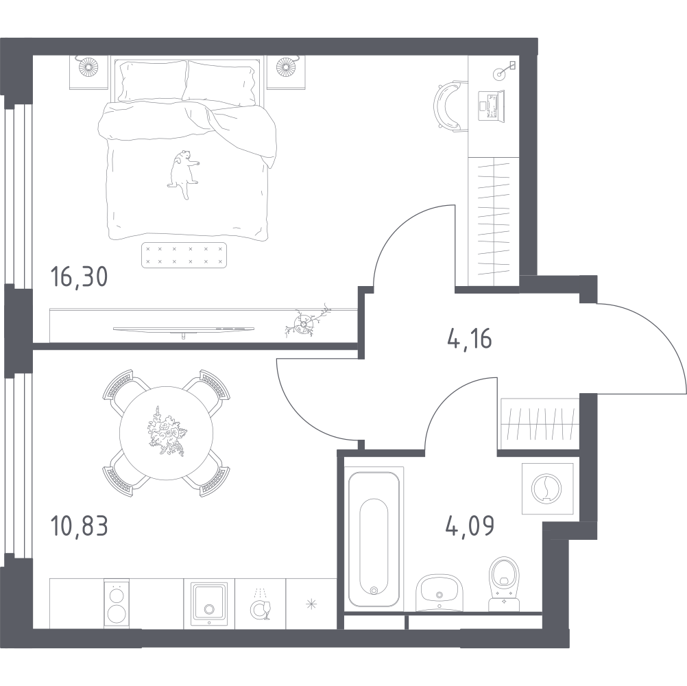 1-комнатная 35 м2 в ЖК Космический Квартал корпус null этаж 16