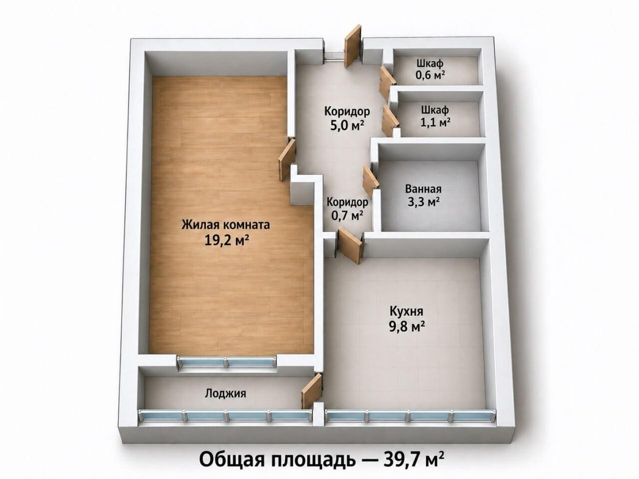 1-комнатная 39.7 м2 в ЖК undefined корпус null этаж 1