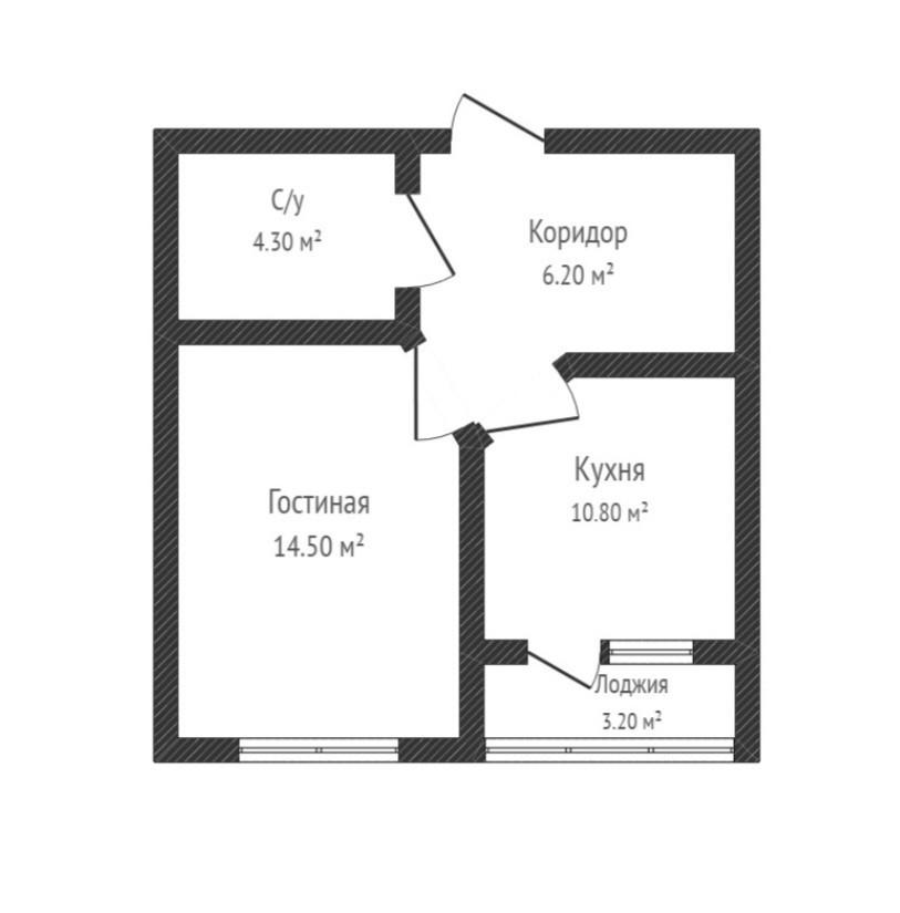 1-комнатная 36.5 м2 в ЖК undefined корпус null этаж 13