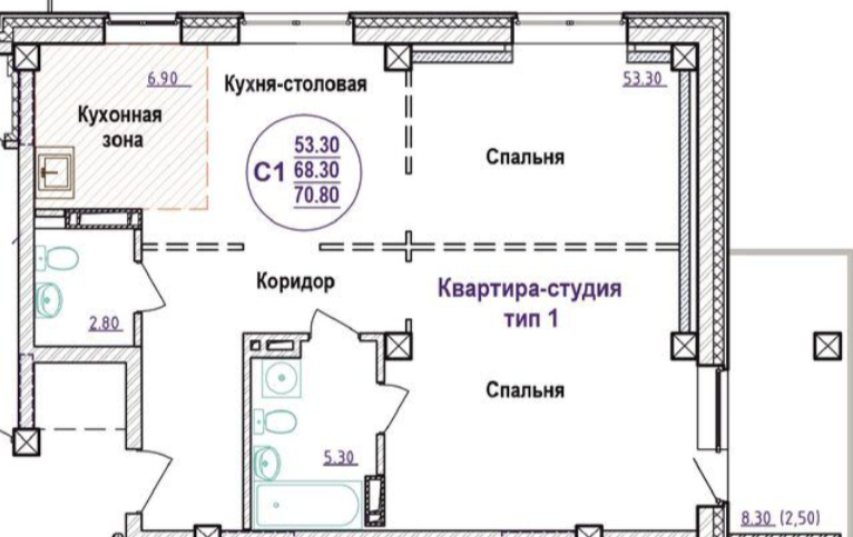 3-комнатная 71.1 м2 в ЖК undefined корпус null этаж 10