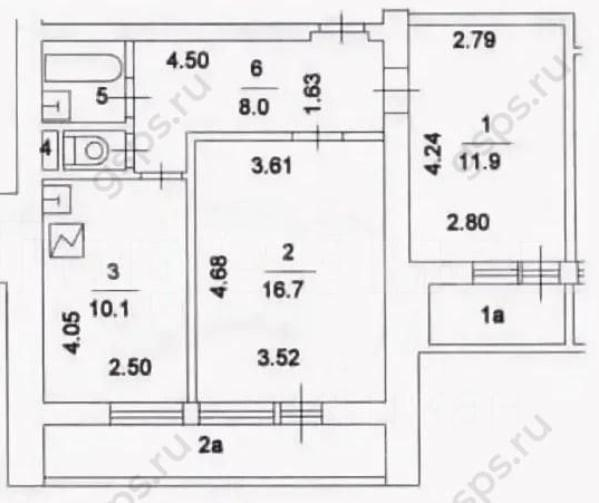 2-комнатная 58.6 м2 в ЖК undefined корпус null этаж 7