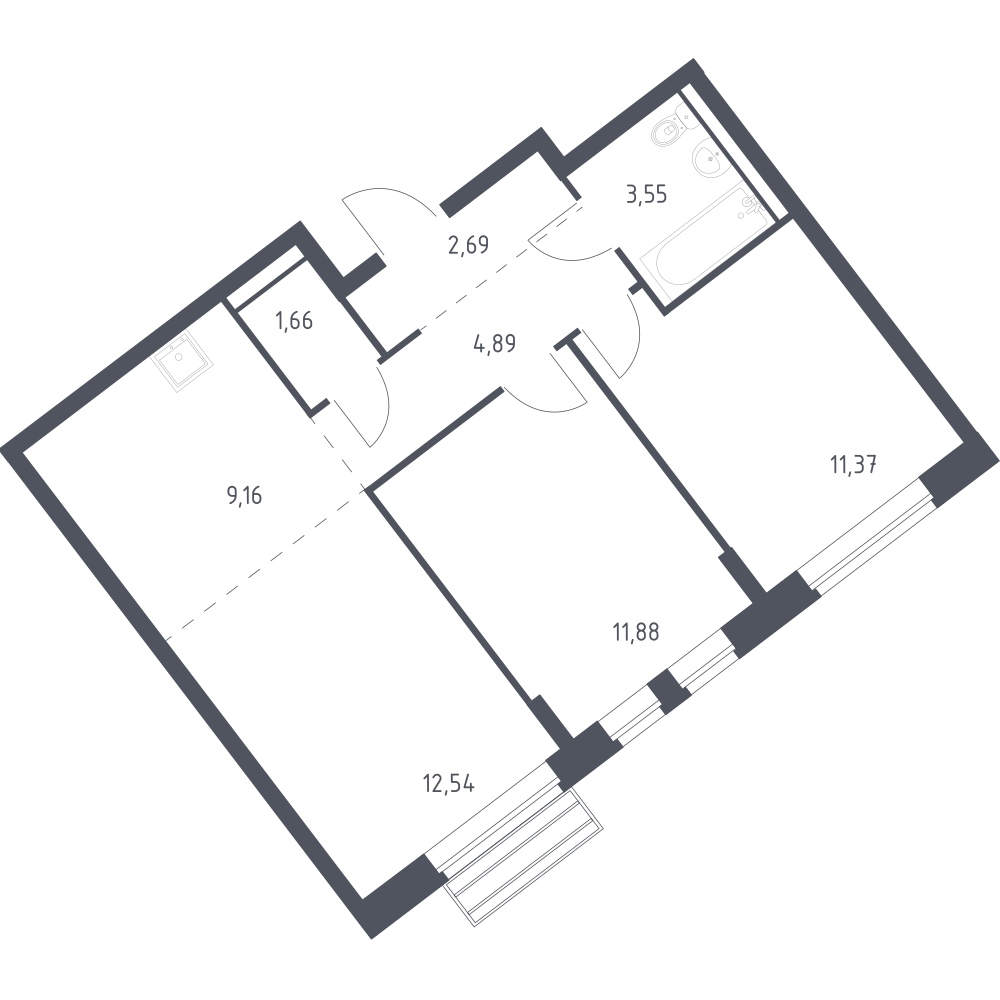 Студия 57 м2 в ЖК Рублёвский Квартал корпус null этаж 9