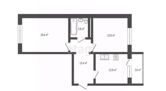 2-комнатная 68.5 м2 в ЖК undefined корпус null этаж 1