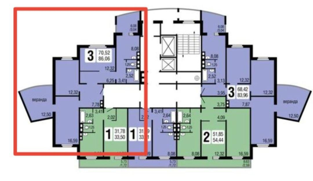 3-комнатная 86.1 м2 в ЖК undefined корпус null этаж 12