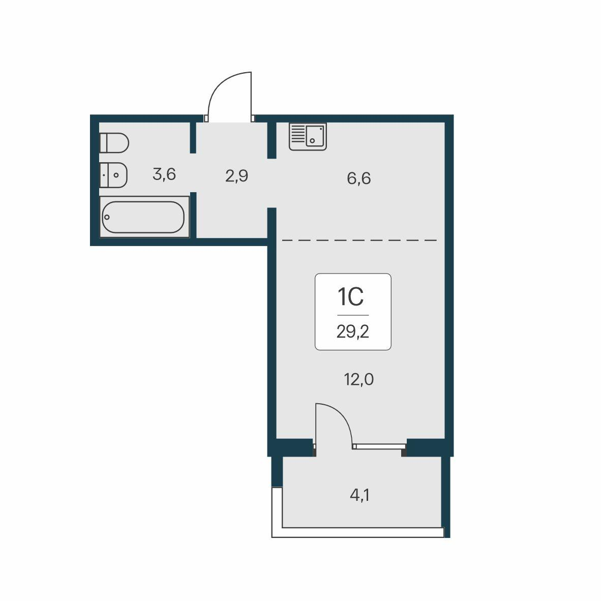 Студия 29 м2 в ЖК Квартал на Игарской корпус null этаж 17