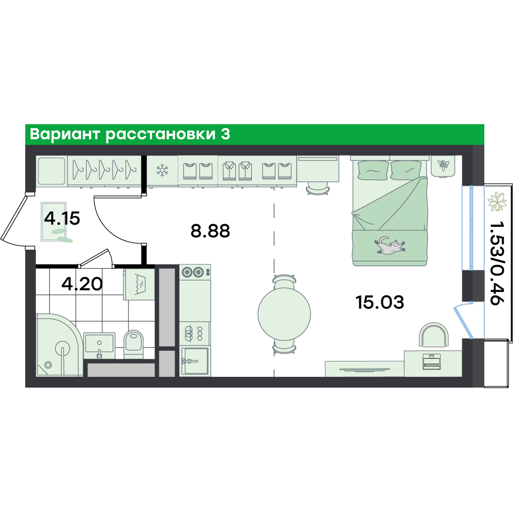 Студия 32 м2 в ЖК G3 Театральный корпус null этаж 2