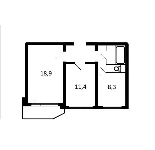 2-комнатная 50.5 м2 в ЖК undefined корпус null этаж 8