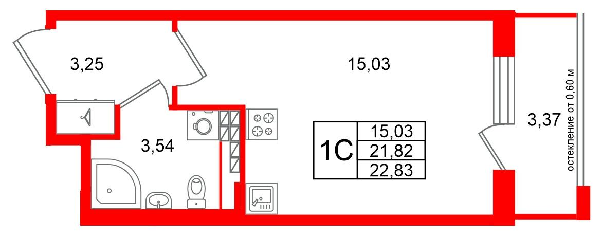 Студия 21 м2 в ЖК Univer City корпус null этаж 4