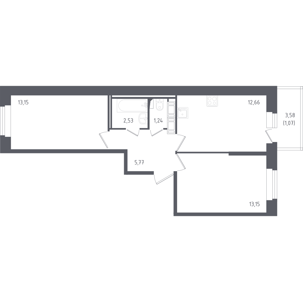 2-комнатная 50 м2 в ЖК Новое Колпино корпус null этаж 4