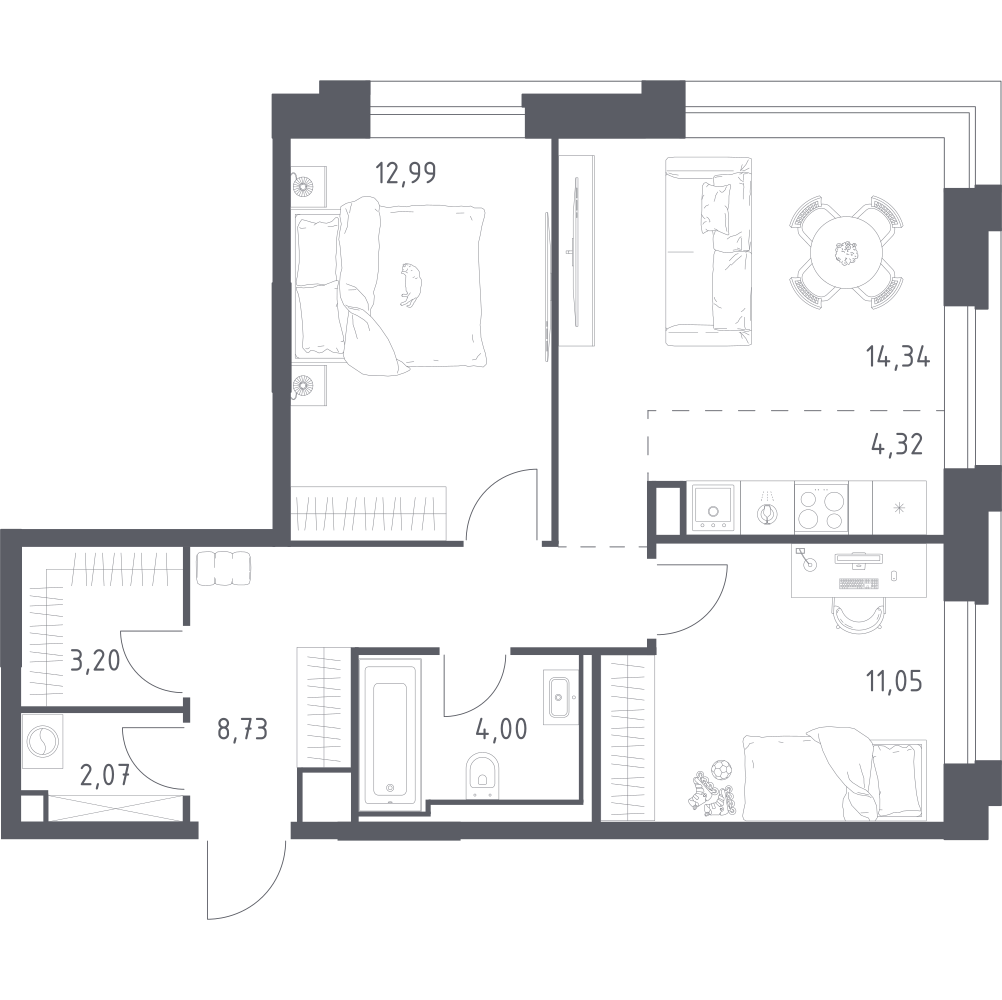 Студия 60 м2 в ЖК Верейская 41 корпус null этаж 13