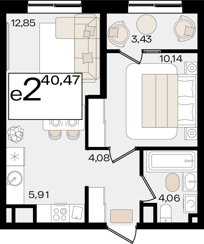 Студия 40 м2 в ЖК Патрики корпус null этаж 2