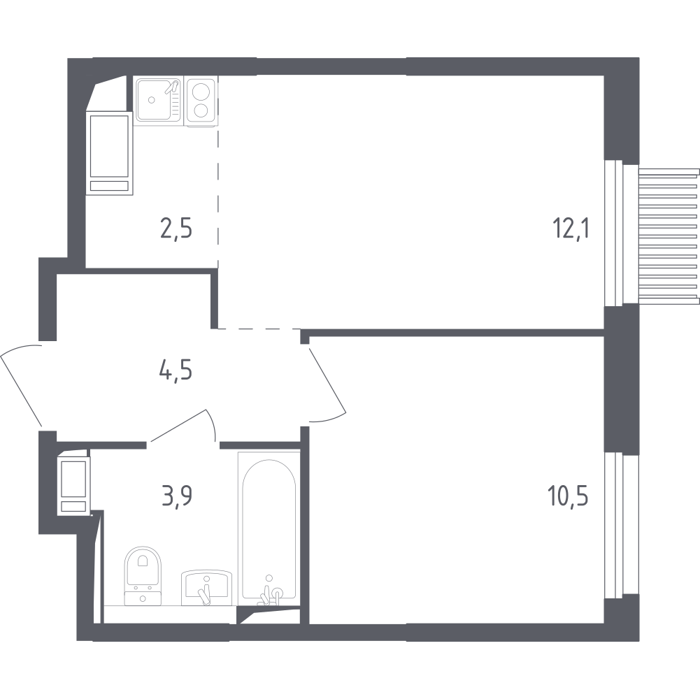 Студия 33 м2 в ЖК Мытищи Парк корпус null этаж 7