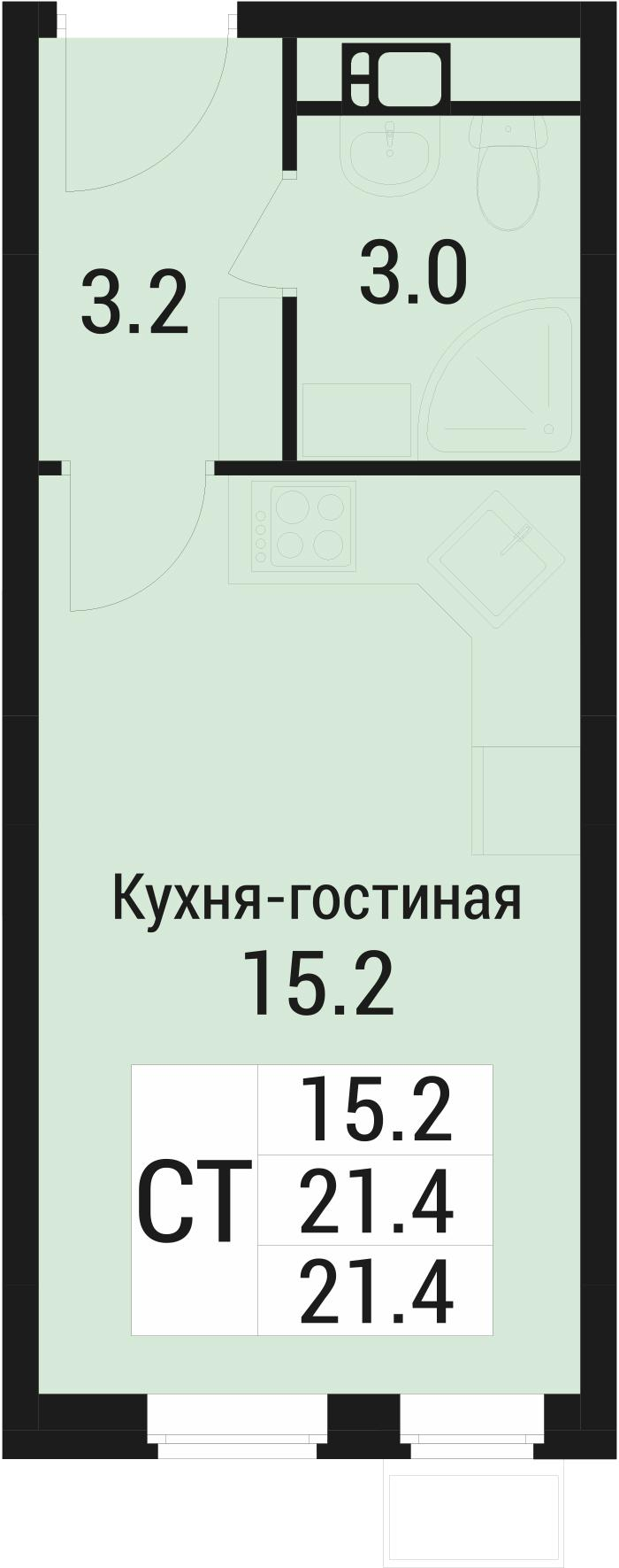 Студия 21 м2 в ЖК Дом в Малаховке корпус null этаж 2