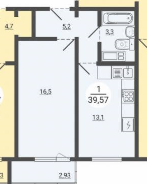 Студия 39.6 м2 в ЖК undefined корпус null этаж 4